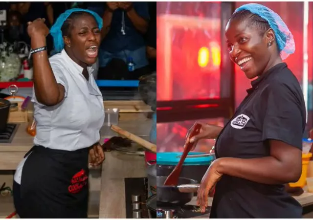 Hilda Baci reacts after being crowned the new Guinness world record holder for longest cooking marathon