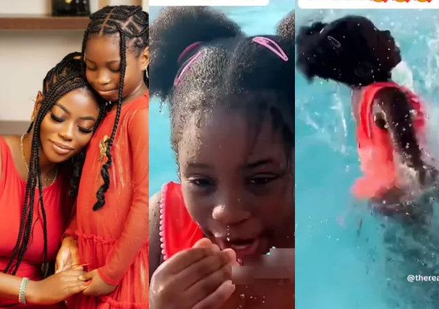 Davido’s babymama, Sophia Momodu faces baclash as she takes daughter Imade to swimming pool